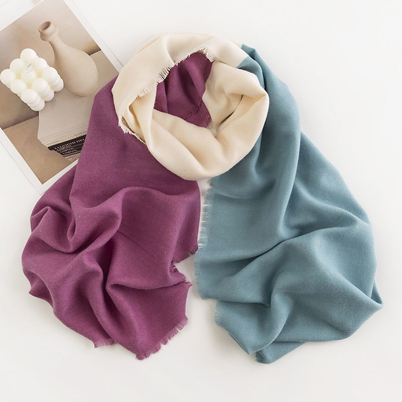 FH23-5221 Splicing color winter scarf