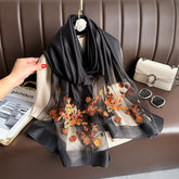 SZ109   Embroidered Begonia Flower Long Scarf