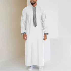 066  Simple long men's stand collar zipper abaya