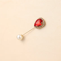 55646  Crystal Brooch with Colorful Zircon Gemstones, Long Pin