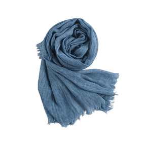 WJ070  Crinkled Rayon Scarf, Finished with Side Fringe