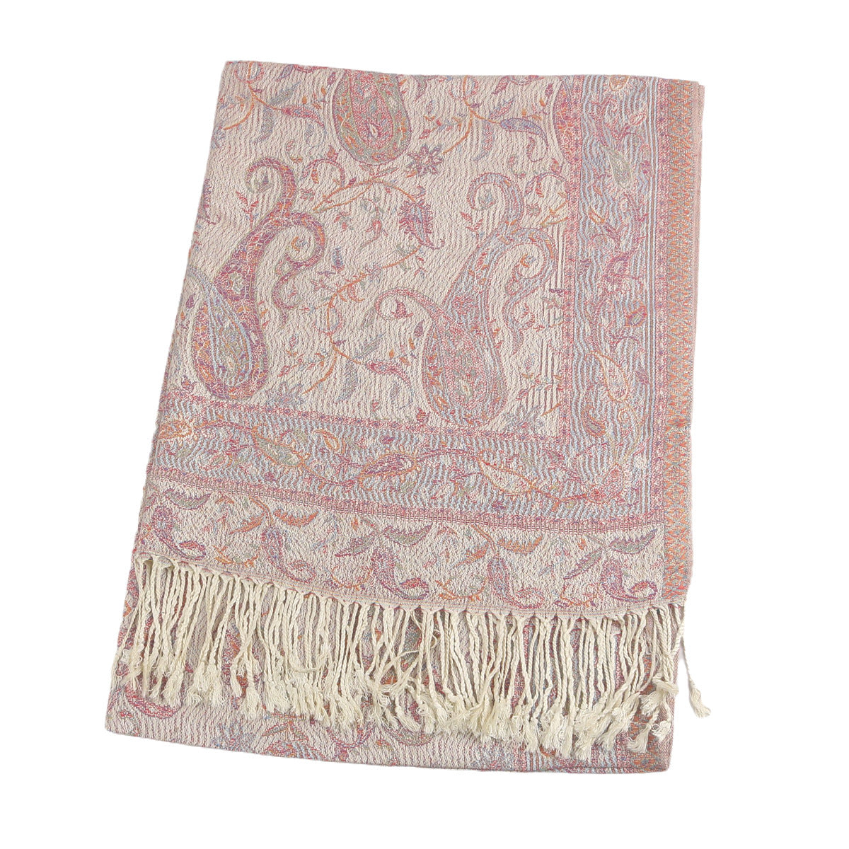 WJ046  Paisley Faux Cashmere Tassel Layering Scarf