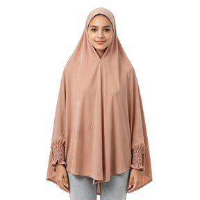 22201-22210  Plain High-Stretch Polyester Ruffled-Edge Sleeve Hijab