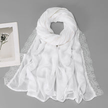 SW161  Plain Lace Trim Polyester Hijab