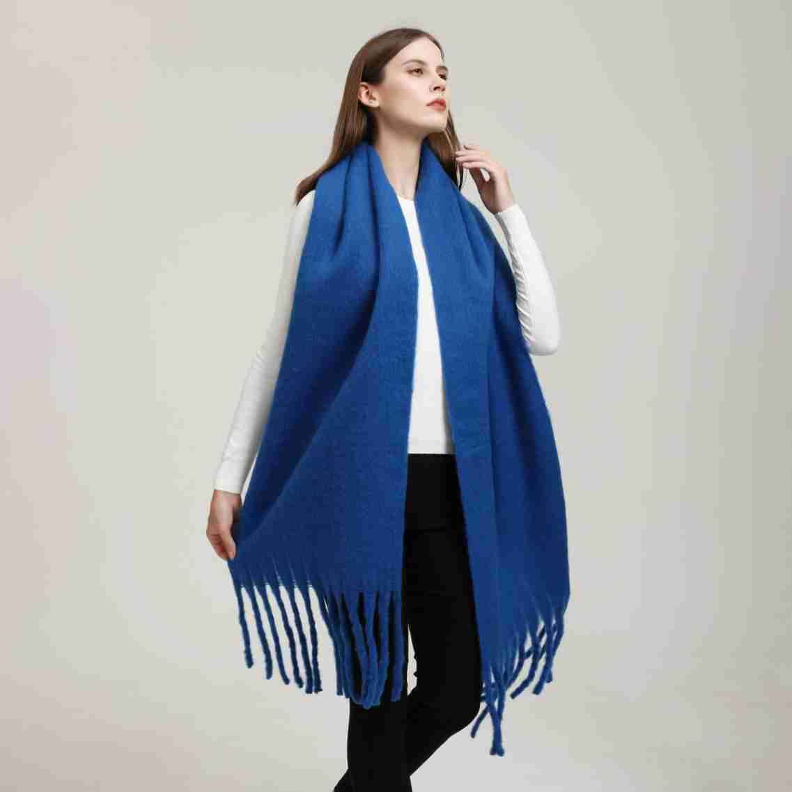 DJ004  Winter Warm Scarf - Plain & Elegant Tassels