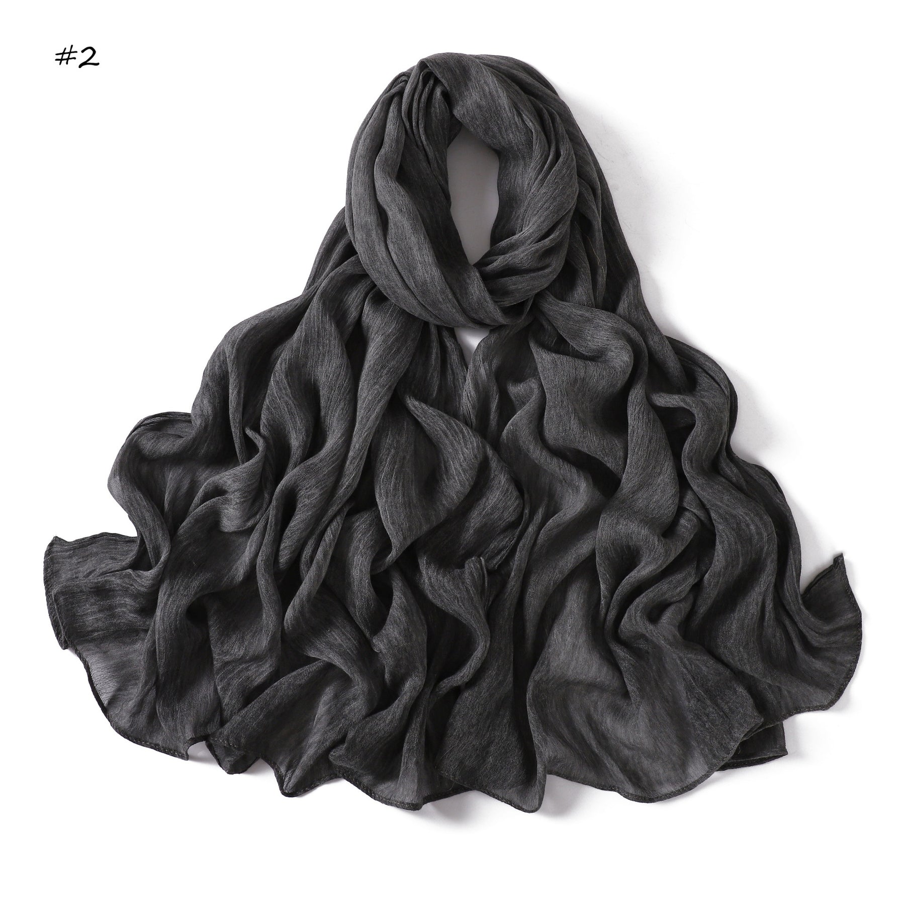 YZ322  Plain Washed-Dye Modal Crinkle Rolled-Edge Hijab