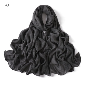 YZ322  Plain Washed-Dye Modal Crinkle Rolled-Edge Hijab