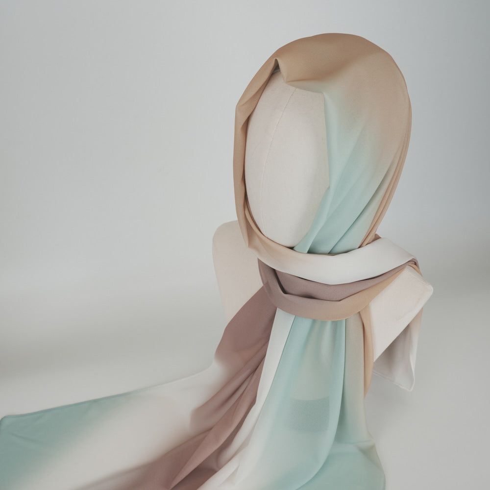 bf004 Ombre tie-dye chiffon hijab  plain hijab  hijab/tudung