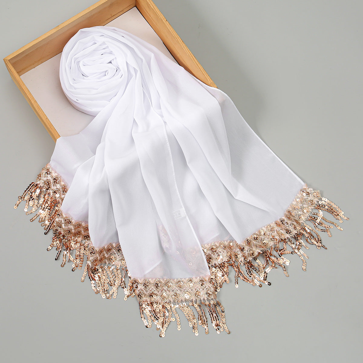 SW150  Plain Chiffon Sequin Tassel Hijab