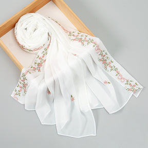 VE122  High-Quality Plain Elastic Chiffon Hijab with Embroidery