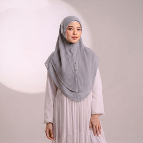 A2  Plain Double-Layer Chiffon Rhinestone One-Piece Hijab
