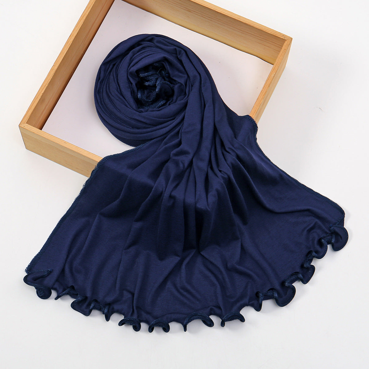 SW053  Plain Mercerized Cotton Jersey Wavy Edge Hijab