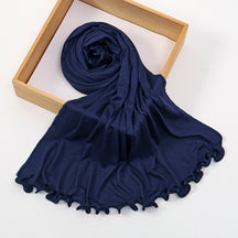 SW053  Plain Mercerized Cotton Jersey Wavy Edge Hijab