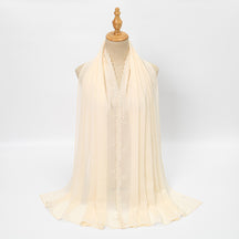 VE163  Plain Embroidered Rhinestone Pearl Chiffon Hijab