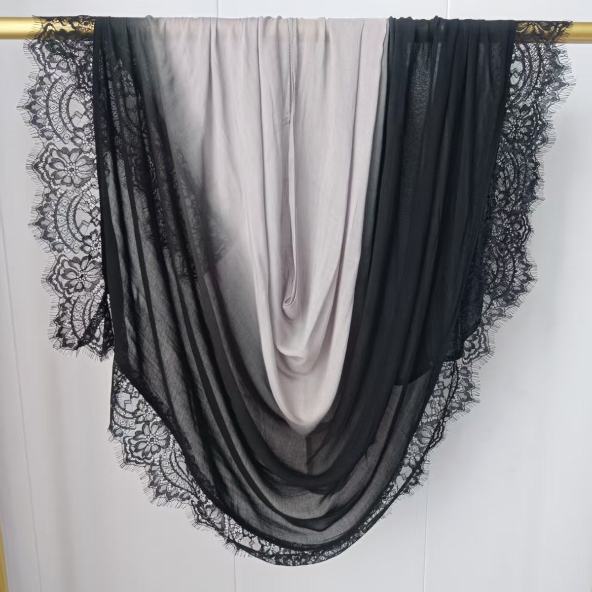 JBL03  Soft Versatile Modal Hijab with Wide Omber Lace Trim