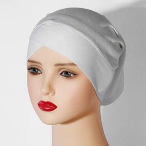 KJH-01    Multicolor cross-front hat with non-pilling cotton and solid color mercerized cotton bottom hat and headscarf