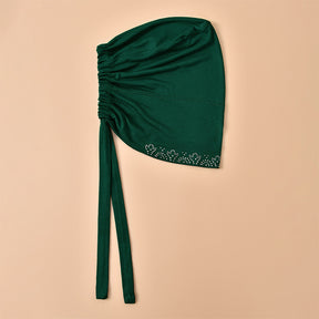 RS038 Mercerized cotton rhinestone strap hijab cap