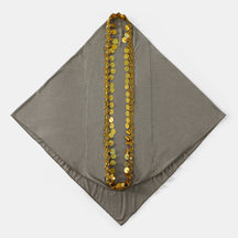 SW135  Plain Crystal Linen Round Gold Sequin Instant Hijab