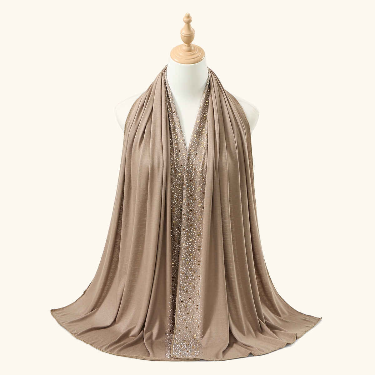 YW425  Mercerized Cotton Special-Shaped Hotfix Rhinestone Hijab