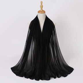 W-0062  Solid color pearl chiffon long scarf hijab veil scarf