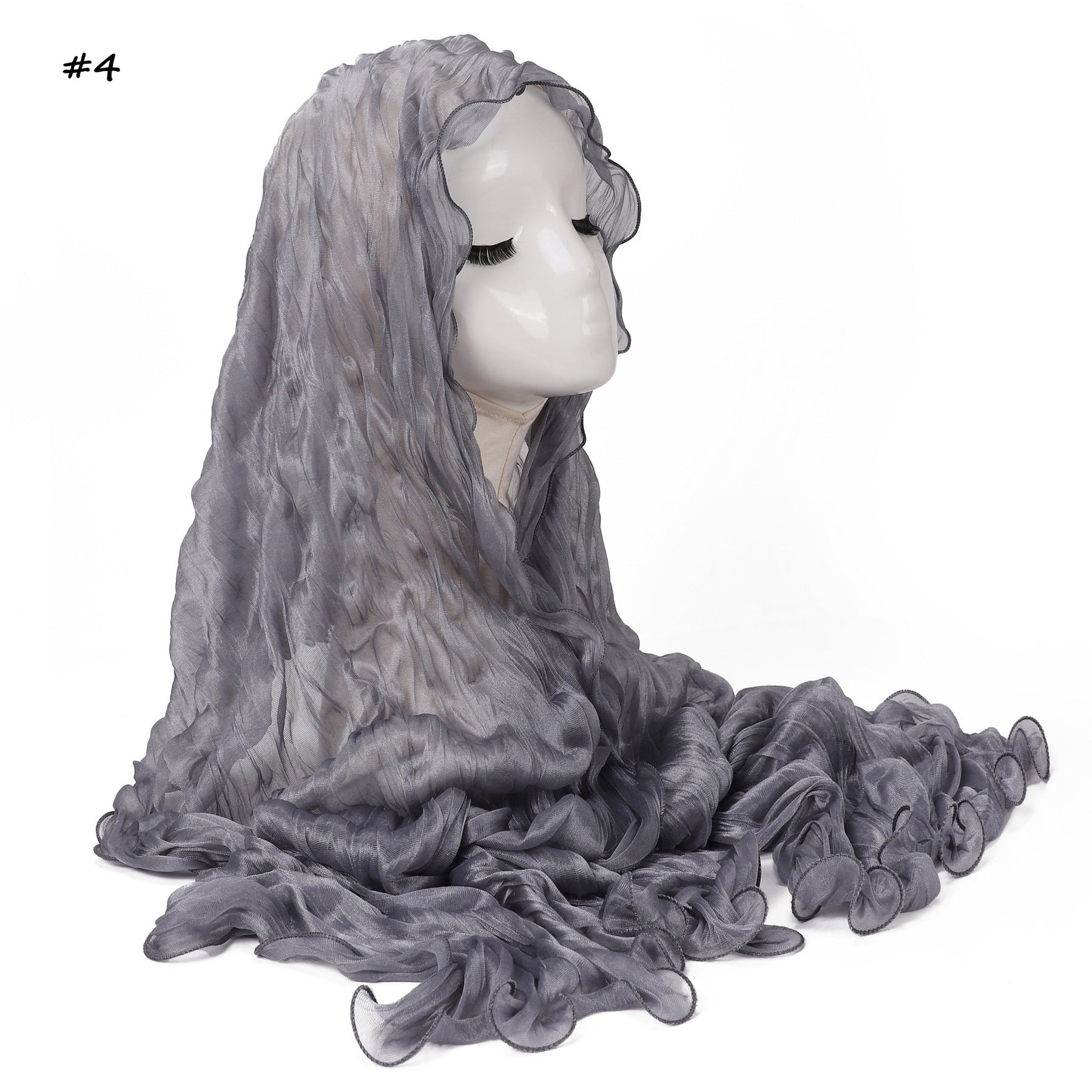 YZ327  Plain breathable glossy stretchy crinkled chiffon hijab