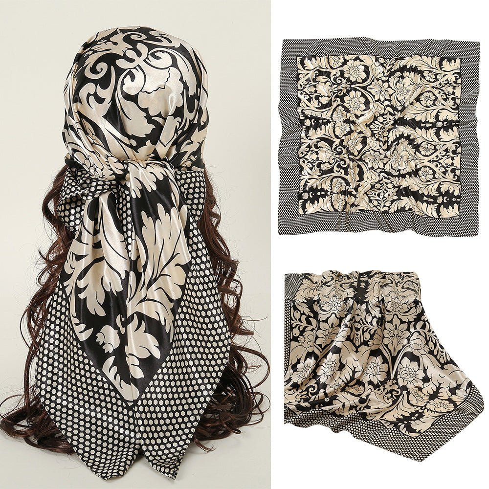 YW888  90*90cm Printed imitation silk soft luxury hijab
