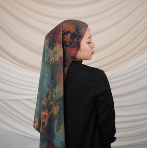 FZ001  Imitation silk double-sided oozing tie-dyed Muslim hijab