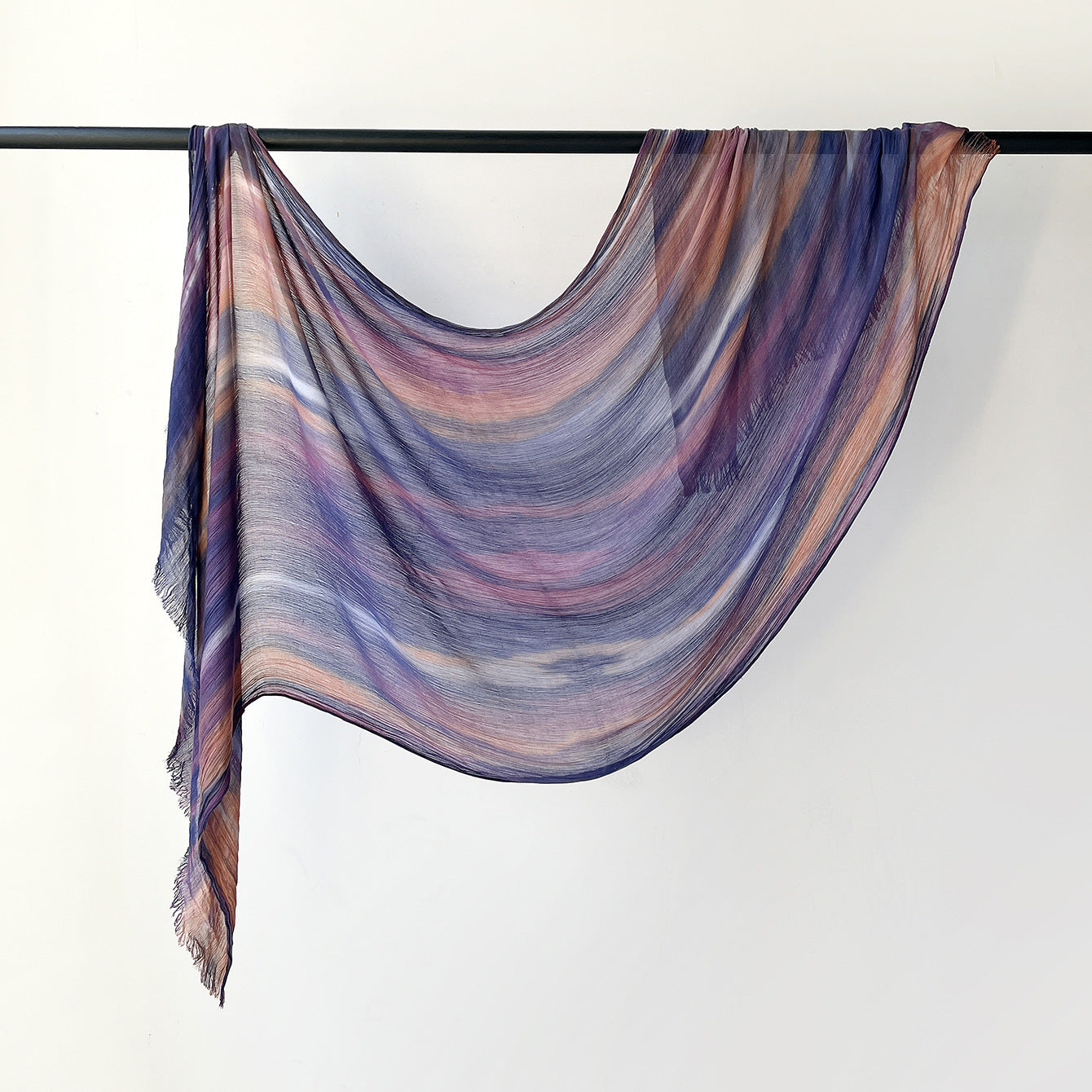 SS007  Gradient Rainbow Collection Short Tassel Crinkled Hijab