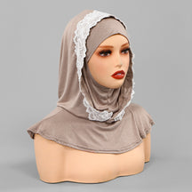 SW162  Stylish Lace Double-Layer Polyester Hijab