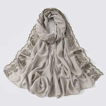 VE139  Stylish Butterfly Embroidered Chiffon Hijab