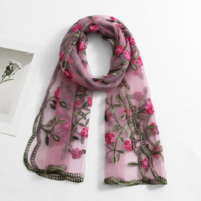 VE154  Nylon Embroidered Breathable Lightweight Hijab