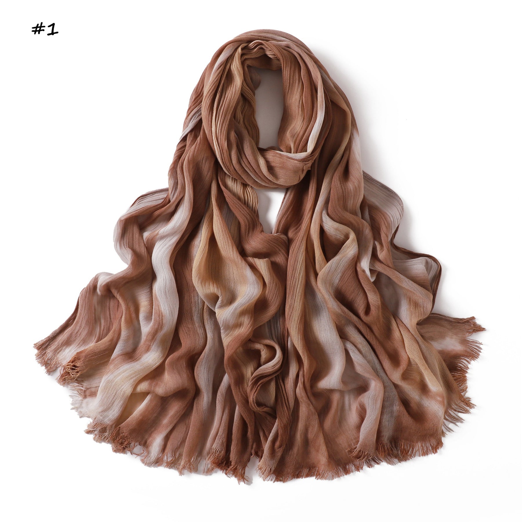 YZ331  Gradient Viscose Crinkle Long Hijab Lightweight Breathable