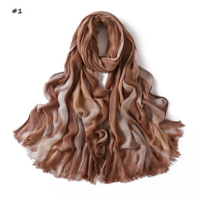YZ331  Gradient Viscose Crinkle Long Hijab Lightweight Breathable