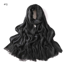 YZ310  Dirt-Washed Crinkled hijab with Raw Edge