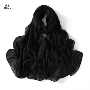 YZ328  Striped Colorful Sequin Cotton Linen Hijab