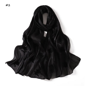 YZ330  Plain Sea Island Silk Embroidered Satin Hijab