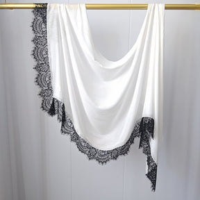 WJ079 Plain Cotton Lace Trim Modal Hijab