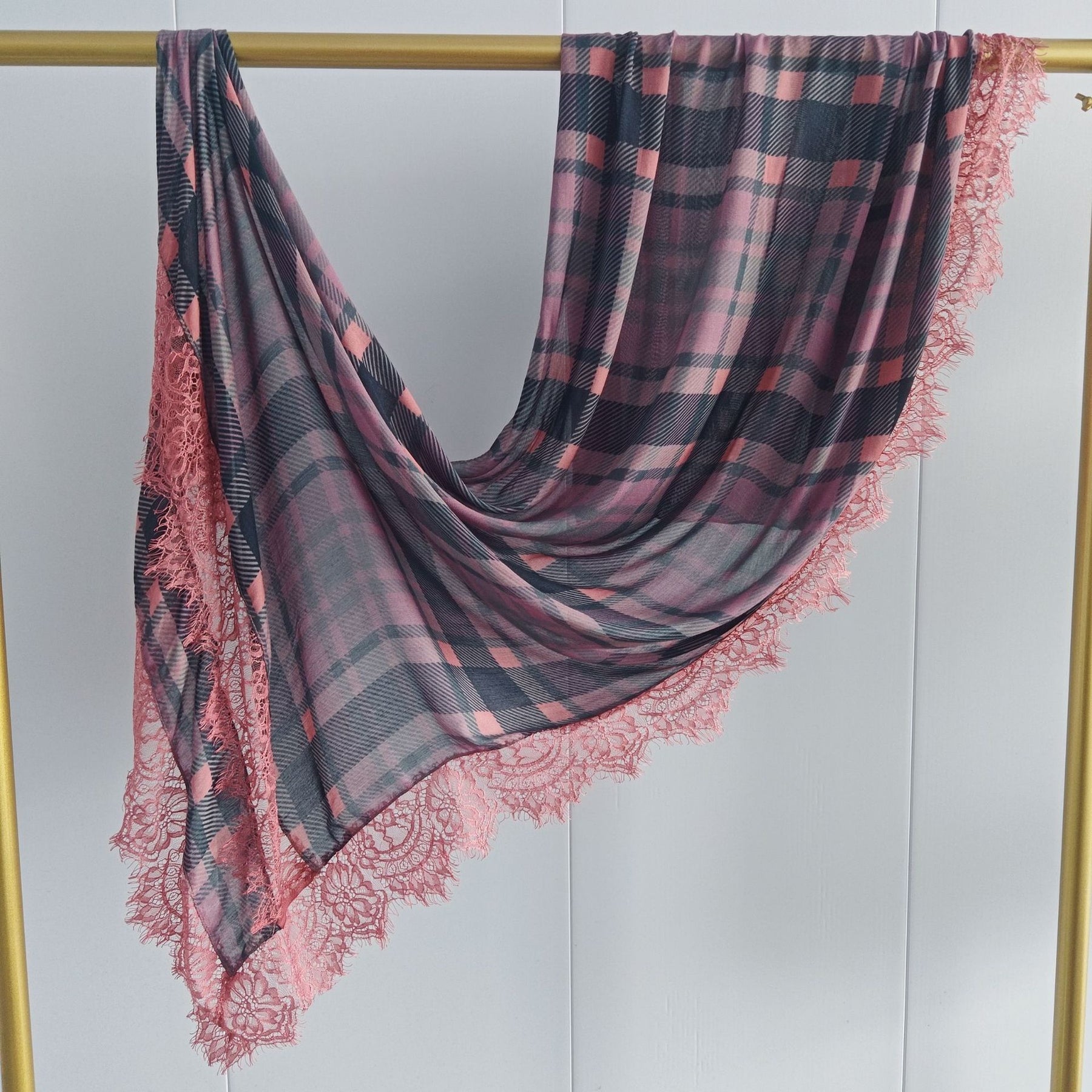 GZFJ  L-shaped lace trim printed modal double stitch hijab