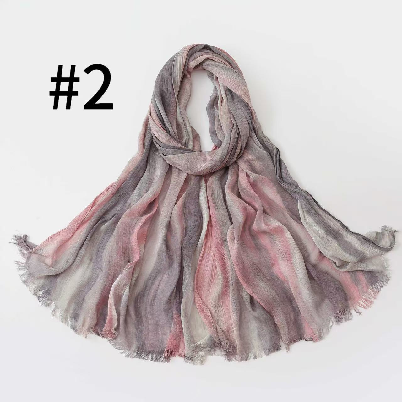 WJA485  Gradient Tie-Dye Autumn/Winter Crinkled Hijab