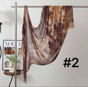 SS008  Modal Dreamy Tie-Dye Short Tassel Crinkle Hijab