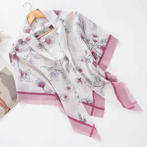 WJA281  High-grade Bali yarn printed square scarf, versatile sunscreen flower headscarf, warm shawl