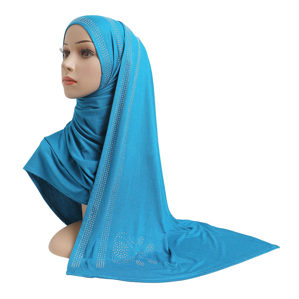 H200 plain Mercerized cotton stamping rhinestone instant hijab