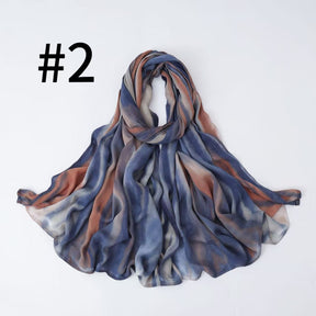 SS010 Breathable Sun-Protective Modal Tie-Dye Crinkled Hijab