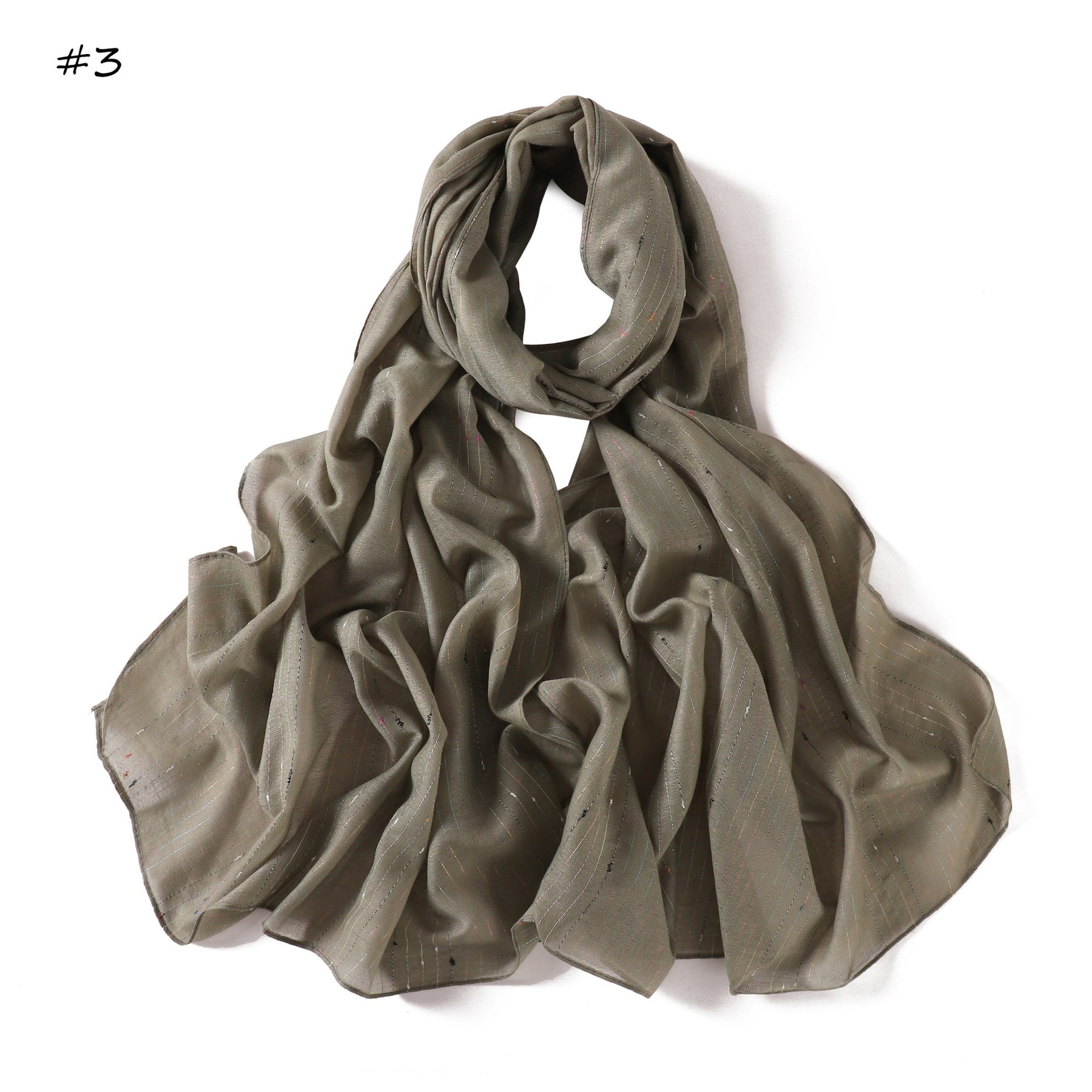 YZ340  Plain Striped Color Thread Polyester Hijab