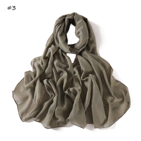 YZ340  Plain Striped Color Thread Polyester Hijab