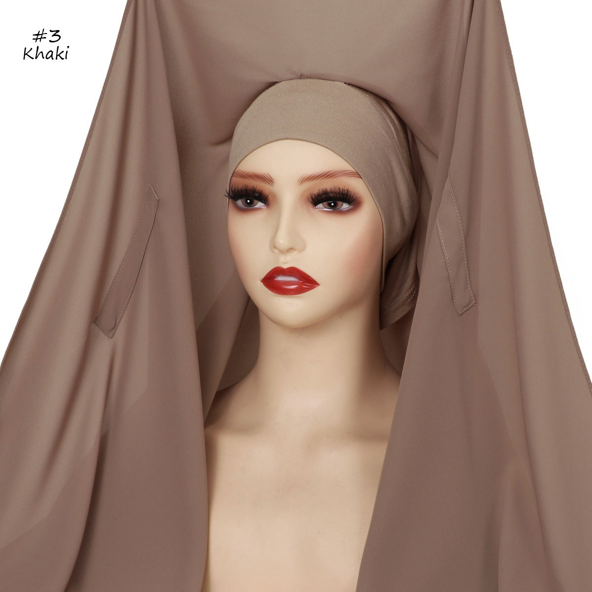 YZ316  Plain Silky Thick Chiffon Hijab with Built-in Magnetic Buckle and Matching Undercap