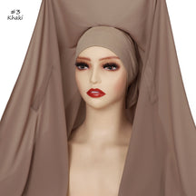 YZ316  Plain Silky Thick Chiffon Hijab with Built-in Magnetic Buckle and Matching Undercap