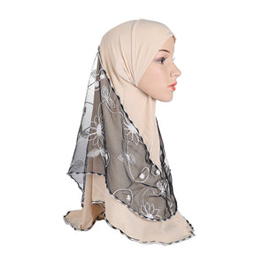 H012 Net yarn splicing instant hijab