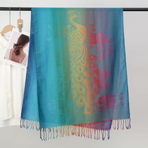 YF0438  Colorful Jacquard Soft Polyester Tassel Long Scarf