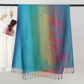 YF0438  Colorful Jacquard Soft Polyester Tassel Long Scarf